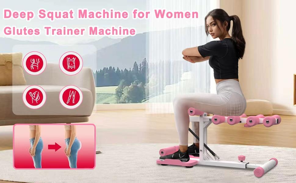 Deep Squat Machine, Glutes Trainer Machine, Core & Leg Exercise, Push Up Workout Equipment at Home Gym