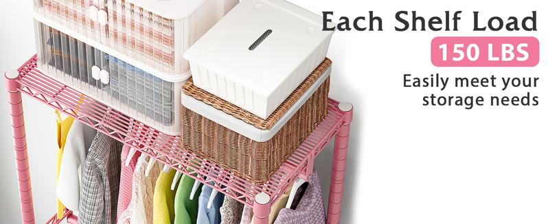 Raybee Clothes Rack 79''H Heavy Duty Rolling Clothing Rack with Wheels Adjustable Metal Garment Racks for Hanging Clothes Portable Drying Rack 79" H X35.5 W X15.7 D