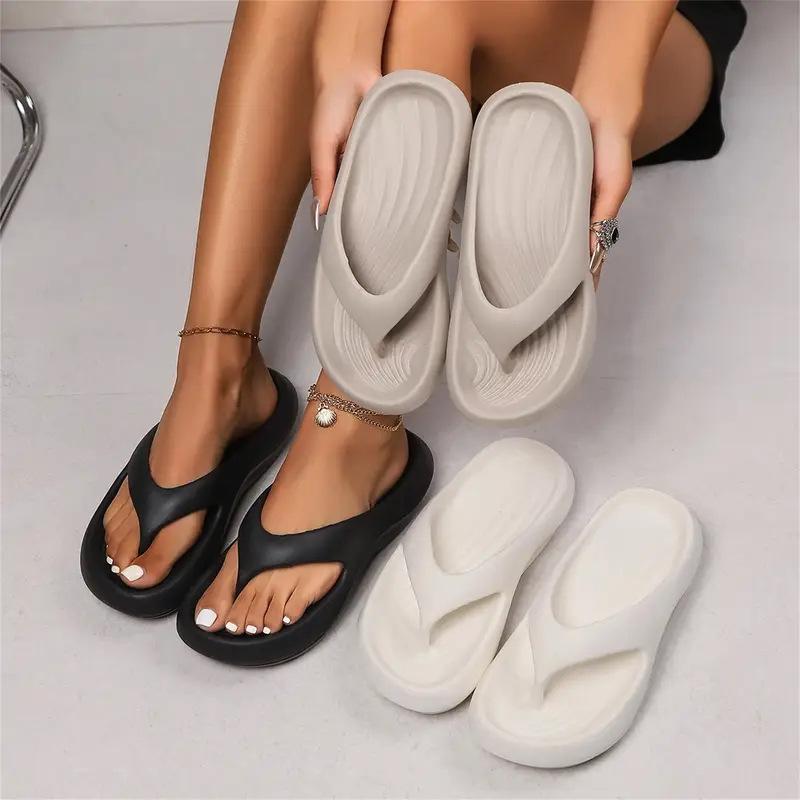 Platform Flip Flops for Women, Arch Support Cushion Thong Sandals, Thick Sole Pillow Slippers, Non-Slip Summer Beach Shoes