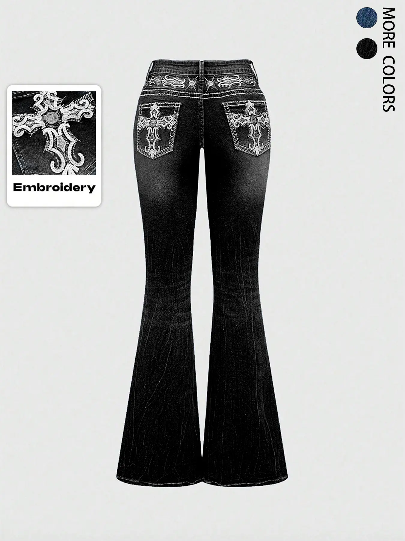 Grunge Punk Y2K Retro Streetwear Pocket Cross Wings Embroidered