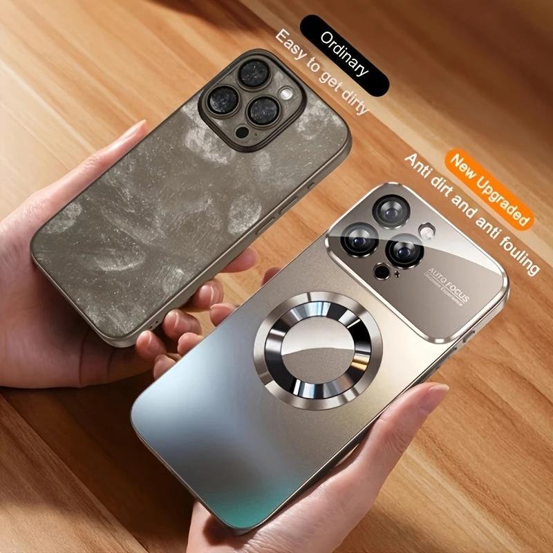 New large window instant 17 magnetic matte iPhone case - shockproof glass camera lens protection, with magnetic wireless charging function - suitable for iPhone 17 16 15 14 13 12 11 Pro Max Plus men's and women's protective cases Accessories Cover