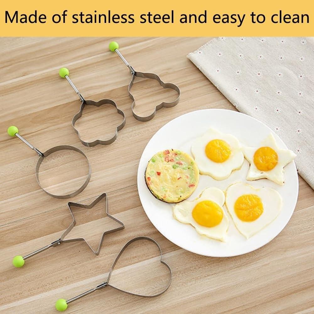 5 Pack Round Fried Egg Rings Mold Set, Non-Stick Cooking Tool, Multifunctional Egg Shaper for Breakfast, Pancakes, Omelets and Sandwiches