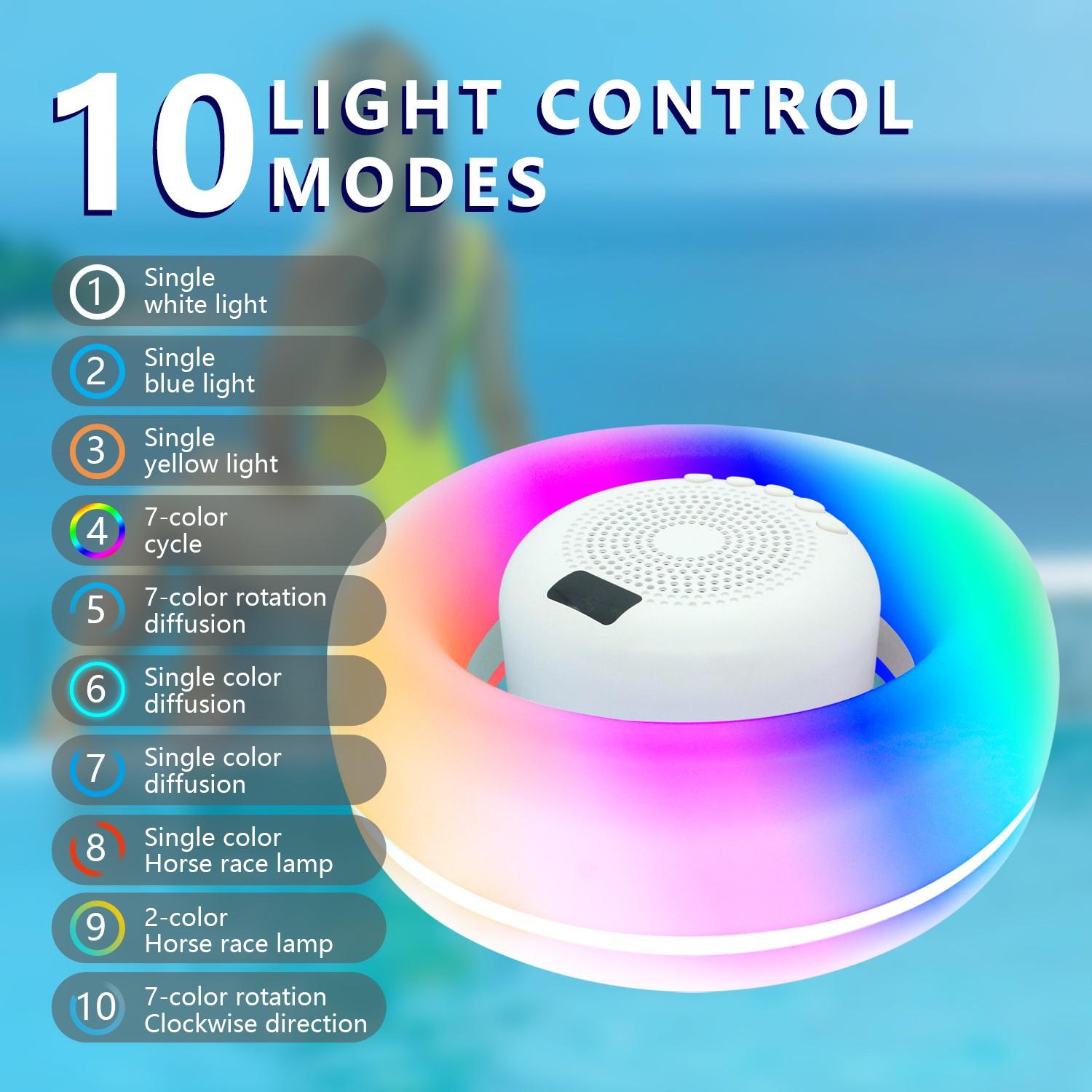 Floating Waterproof Bluetooth-compatible Speaker, Pool Bathroom Outdoor Use, RGB Lights, 10 Modes, Wireless Hands-Free Call, Portable Mini Speaker