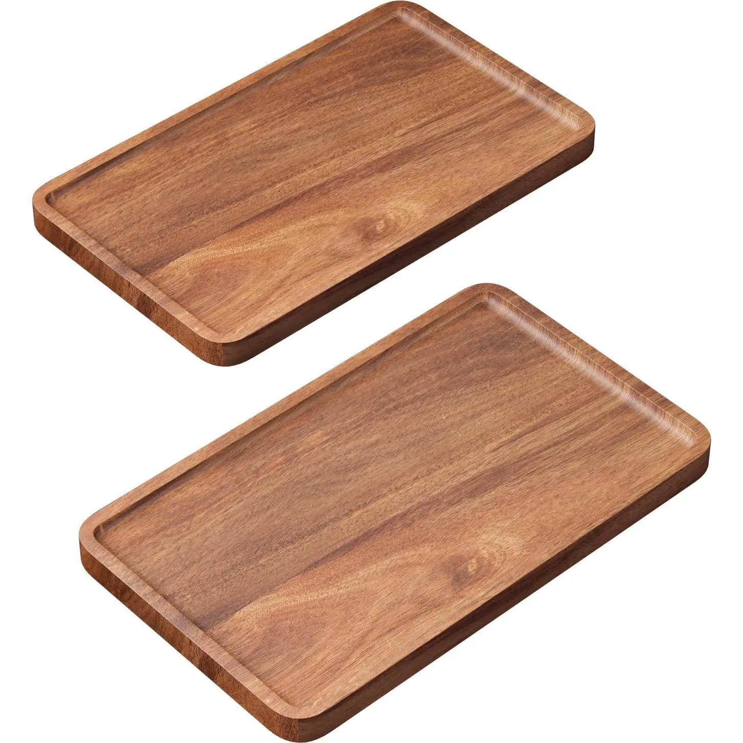2 Pack Acacia  Serving Tray,9.8x5.9 Inch Trays, Decor | Coffee Table Tray,Living Room Decor,Bar Serving Platter,Party Tray,Charcuterie Board,Cheese Platter, Decorative  Tray