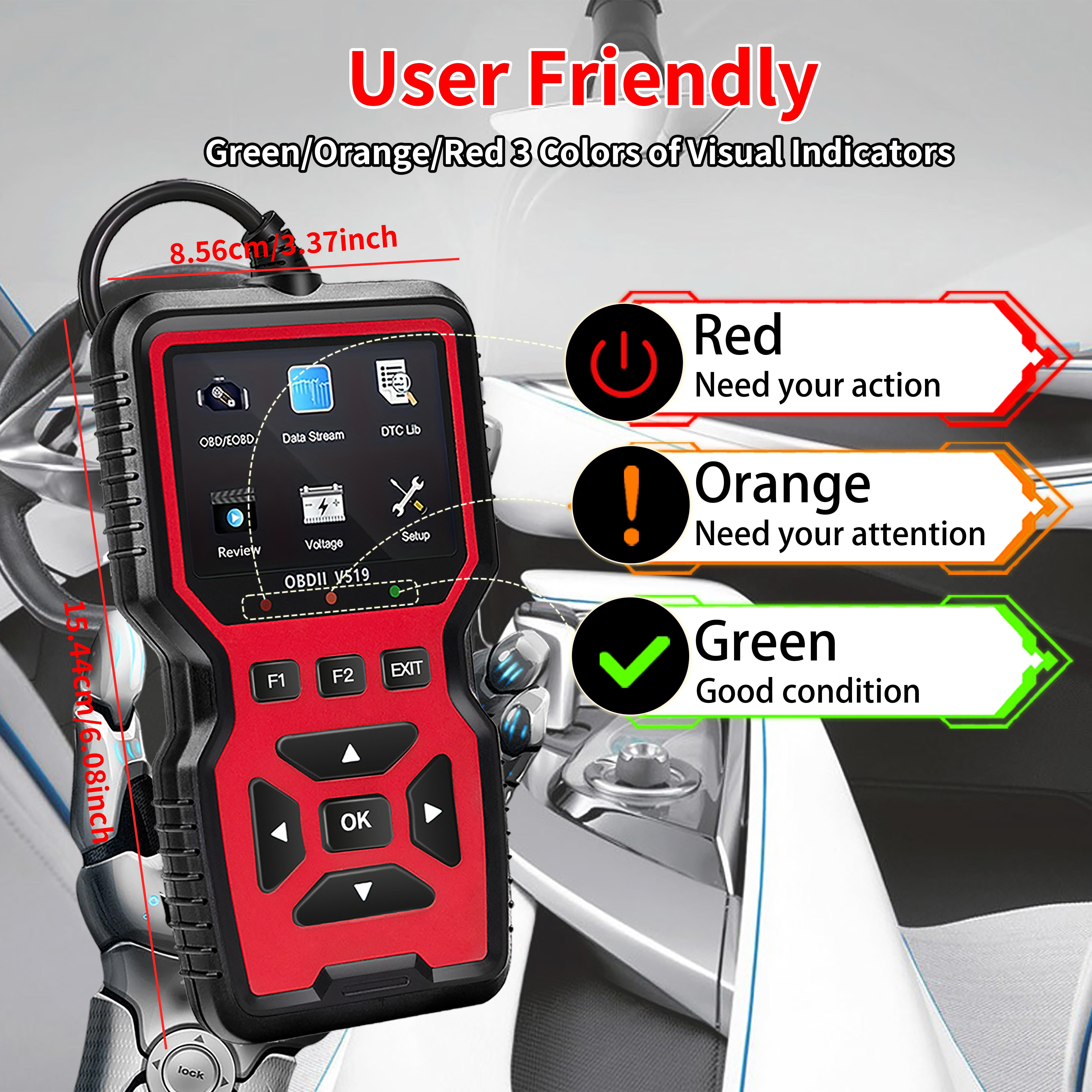 V519 OBD2 Scanner - Professional Mechanic Diagnostic Code Reader Tool with Live Data for Check Engine Light