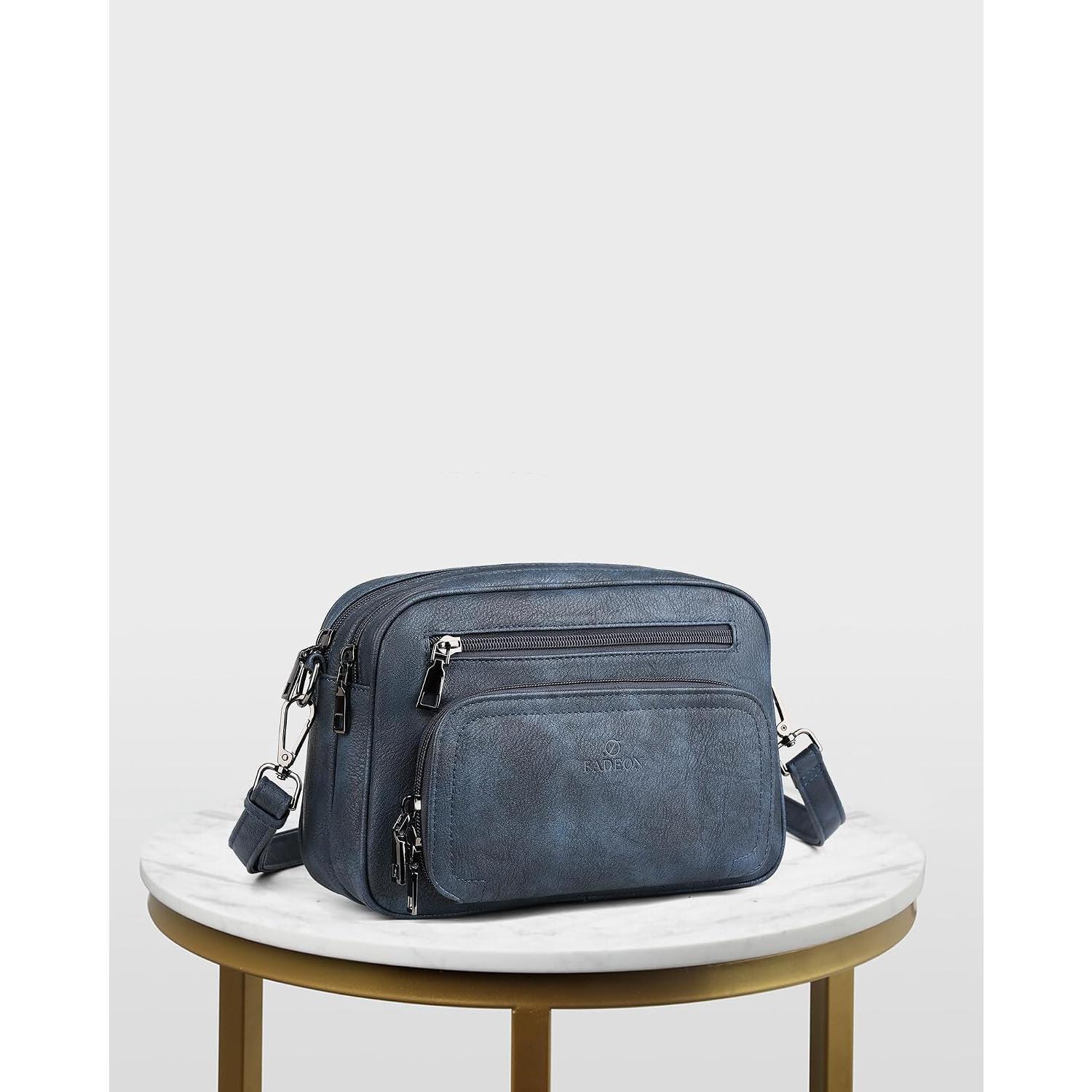 Crossbody Bags Women Men, RFID Large Capacity Purse Double-Zip | Vegan Leather Crossbody with RFID 4 Card Slots, Multi-Pockets & Wide Strap, Large Capacity for Work, Travel & Daily Use