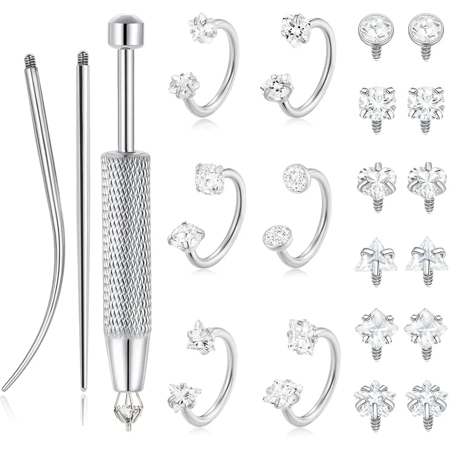 Silver, Clear CZ