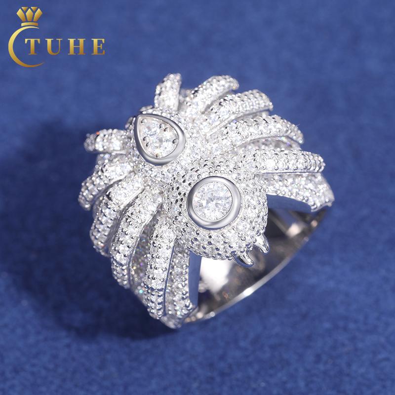 【#R296 】S925 Sterling Silver Cut Synthetic Moissanite Ring Animal Spider Ring Suitable for Men and Women Hip Hop Jewelry Gift
