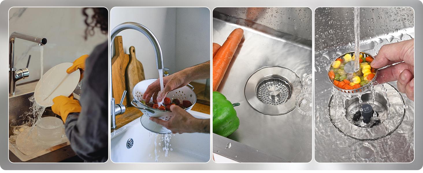 Hibbent All Metal Stainless Steel 3 in 1 Kitchen Sink Drain Strainer and Stopper Combo, Upgraded Sink Stopper, Anti-Clogging Stainless Steel Basket Strainer with Handle for US Standard 3-1/2" Drain Hibbent All Metal Stainless Steel 3 in 1 Kitchen Sink Drain Strainer and Stopper Combo, Upgraded Sink Stopper, Anti-Clogging Stainless Steel Basket Strainer with Handle for US Standard 3-1/2" Drain