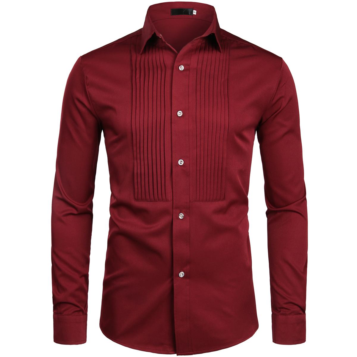 ZEROYAA Mens Slim Fit Long Sleeve Tuxedo Dress Shirts White Polyester Fabric Casual Korean Style Top for Spring Autumn Various Occasions