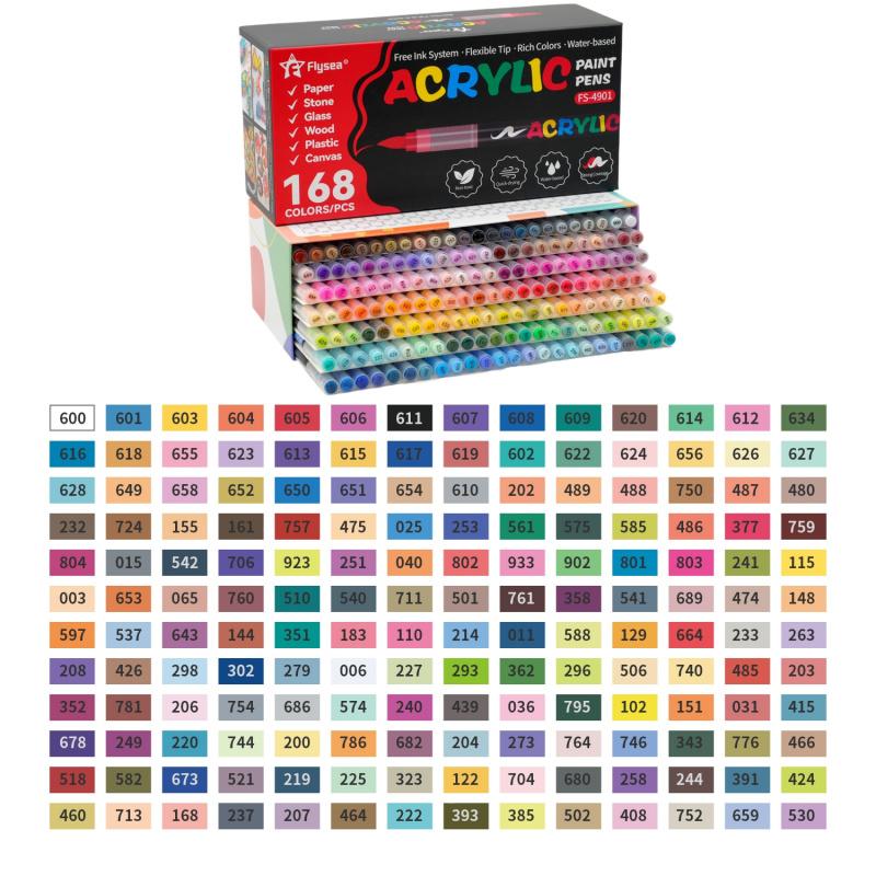 Acrylic Paint Markers, Soft Brush Tip Acrylic Paint Pens, Quick-Drying Waterproof Ink, for Rock Painting Plastic Wood Canvas Glass Ceramic Metal Art Crafts Supplies, Art Marker Set Christmas Gift