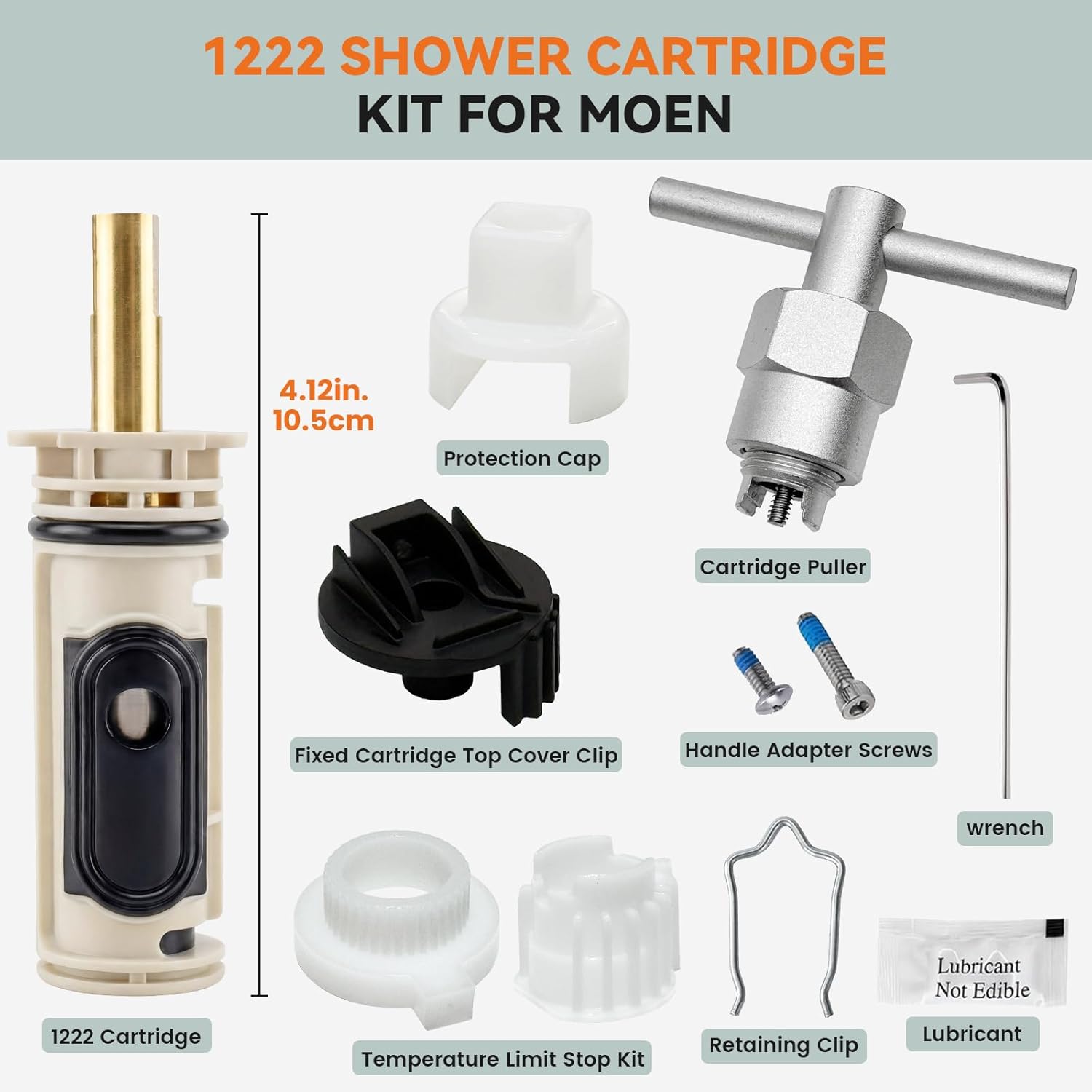 1222  Kit Fit for Moen, Shower  Replacement with  104421 and Handle Adapter 116653, Fit for Moen Posi Temp Single Handle Tub/Shower Faucets Plumbing, Leak-Proof
