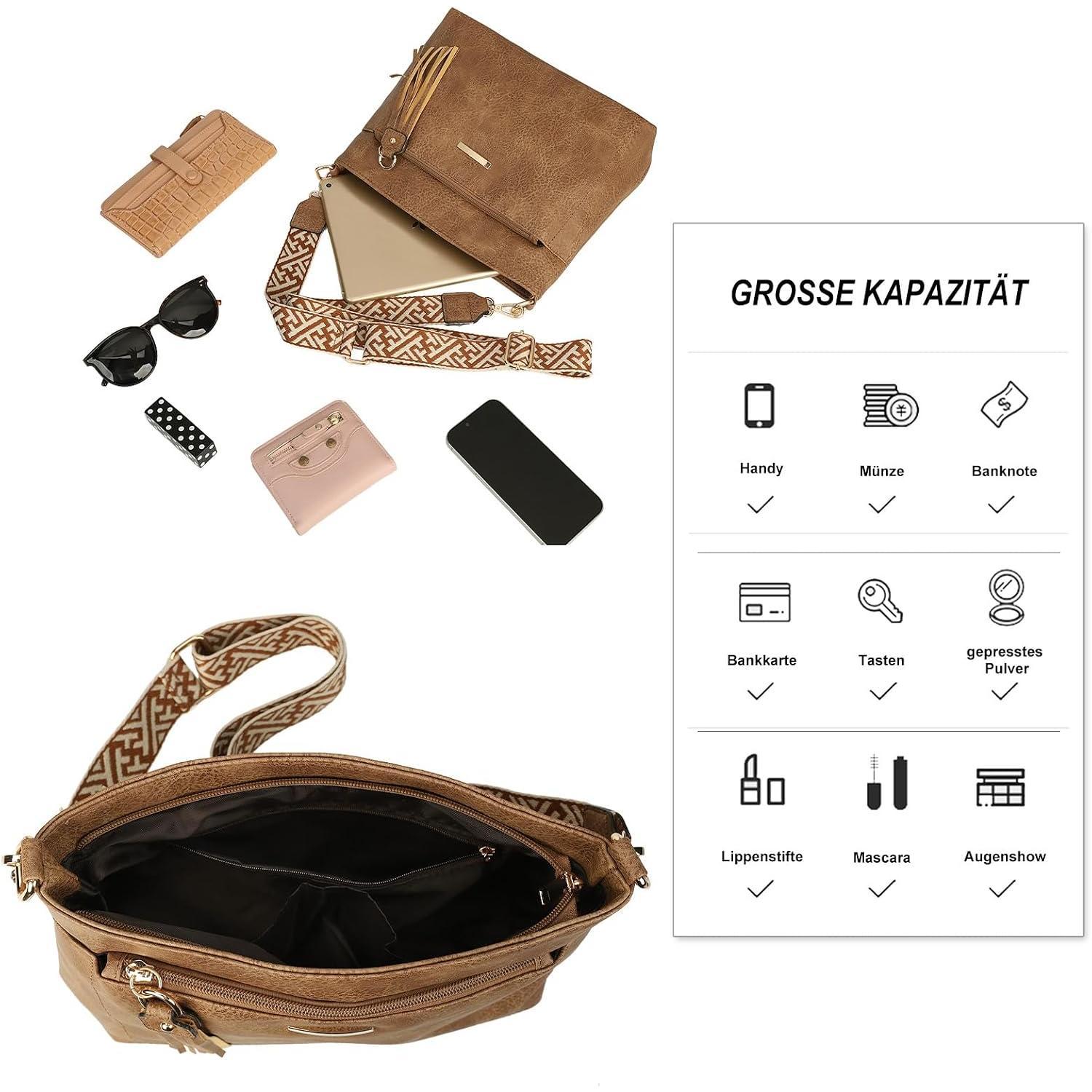 Tassels Crossbody Bags for Women  Purse with Weaving Straps
