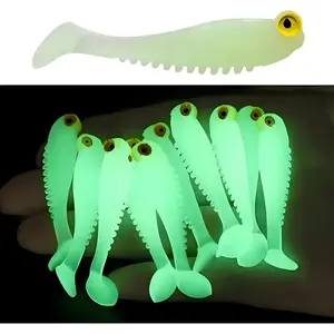 10Pcs Glow in The Dark Fishing Lures, Soft Plastic Swimbaits for Freshwater or Saltwater Use, Walleye Fishing Lures for Night Fishing Bass, Crappie, and Trout