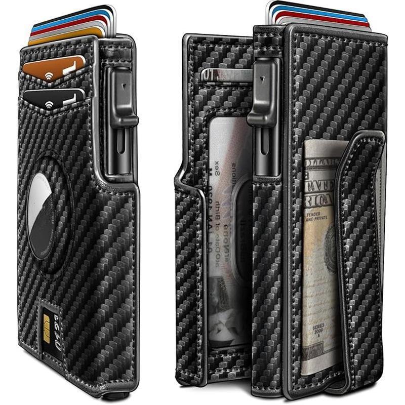 New Airtag Wallet For Men Gigt, Minimalist Money Clip 10 Cards Metal Case Smart Slim Pop Up Wallet With Magnetic Closure RFID Blocking Aluminum Credit Card Holder Bifold Wallet With Gift Box