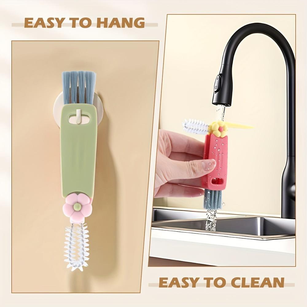 3-Piece Cleaning Brushes, New Bottle Gap Cleaning Brushes, Suitable for Bottle Gaps and Cups, Portable Cup Lid Cleaning Brushes with Brushes for Cleaning, Easy to Use, Great as Small Car Gifts