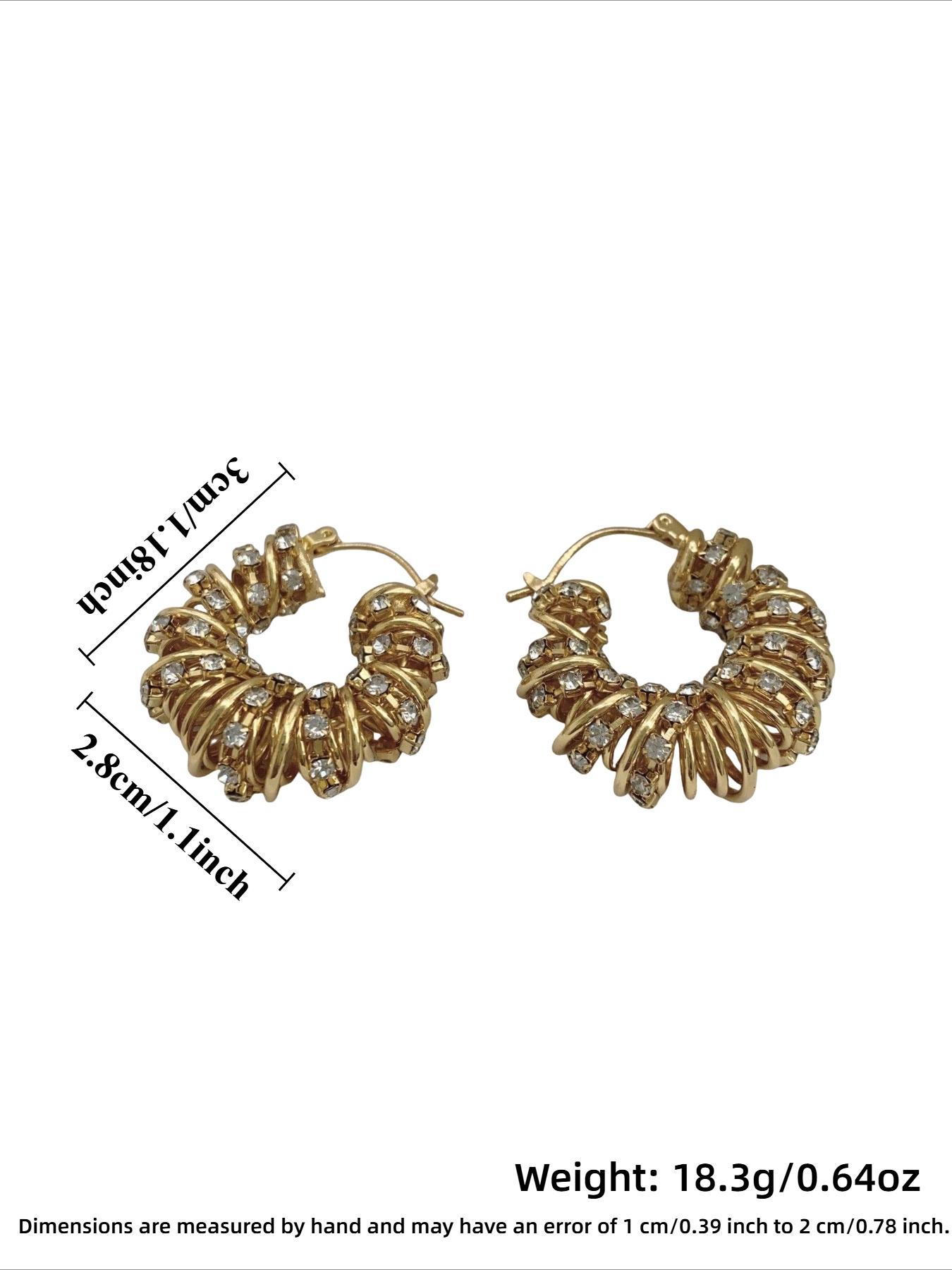 French Vintage Braided Hollow Out Twist Round Earrings, Elegant Women's Zircon Studs, Unique Design, Trendy Gift Idea, Zirconia Hoop Earrings