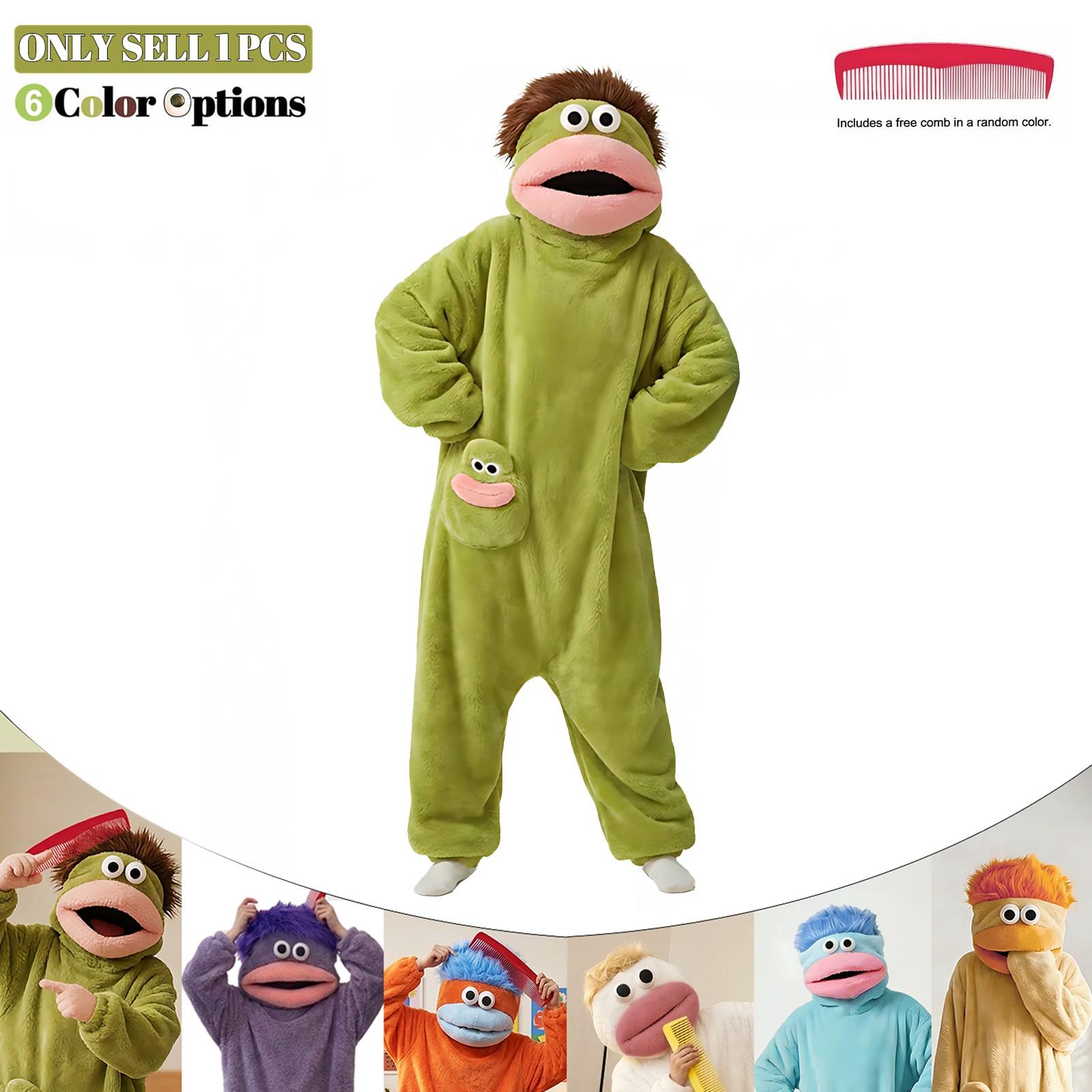 Adult Funny Animal Onesie Blanket Set, Super Soft Plush Hooded Home Blanket with Pockets, Includes Robe and Comb, Perfect for Movie Night and Relaxation #GLOBAL PICKS