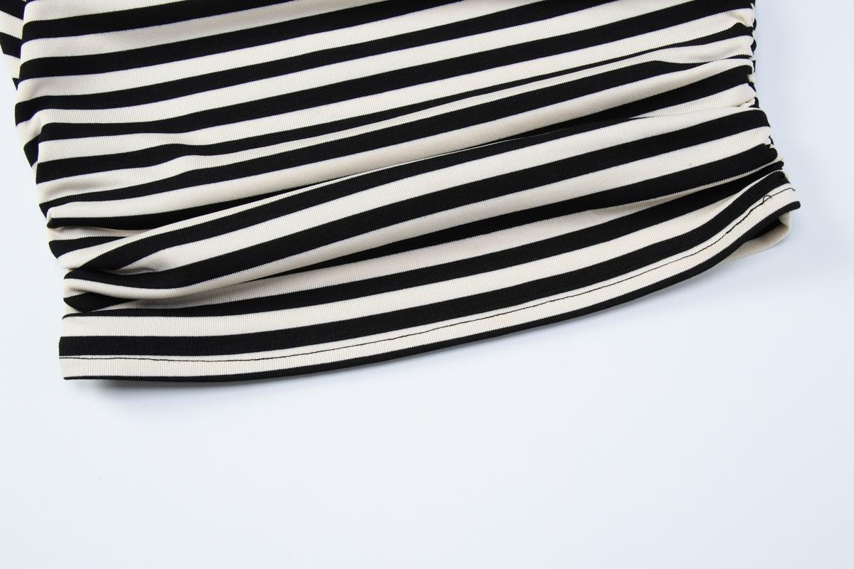 Women Summer Fashion Short Sleeve Asymmetrical One Shoulder Striped Asymmetric Hem T Shirt Tops Tee Casual Daily Tops