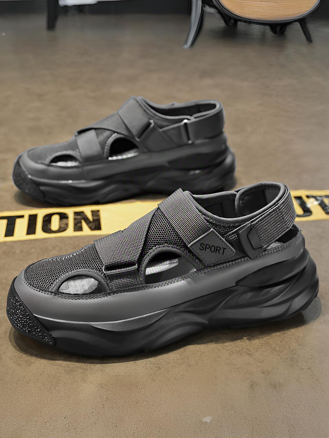 Men's Outdoor Sandals, Breathable Hollow Out Slip-On Shoes, Non-Slip Design, Ideal for Beach & Casual Wear, Comfortable Summer Footwear