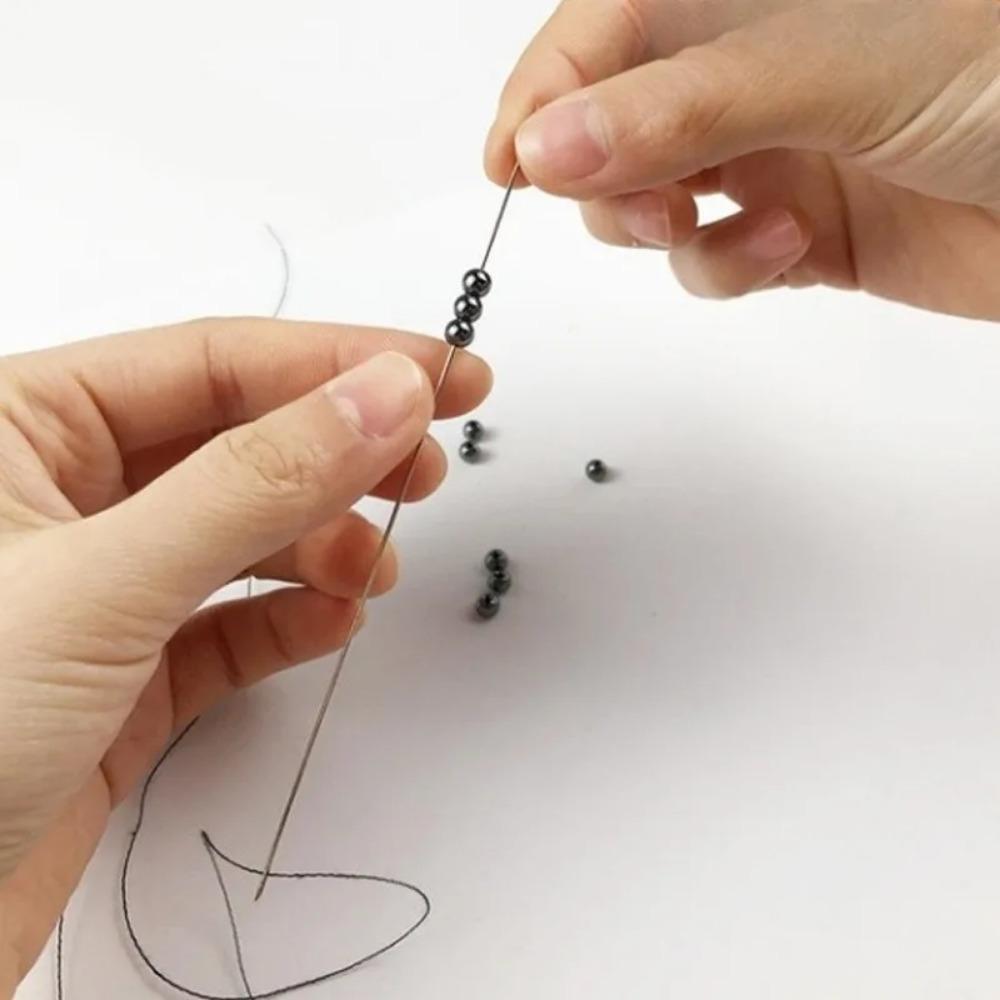 Stainless Steel Beading Needles for Jewelry Making, DIY Craft Sewing Kit with Large Eye, Durable Rustproof Design for Fine or Thick Threads, Multi-Purpose Handcraft Bead Stringing Needle Set