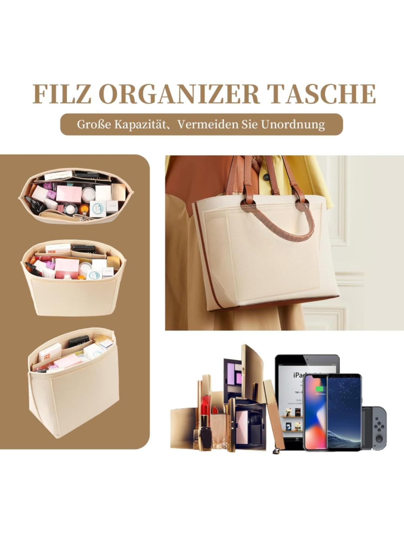 Handbag Storage Bag, Felt Inner Lining, Zipper Closure, Large Capacity, Multi-Pocket Design, Multiple Compartments, Easy Organization, Purse Organizer, Tote Organizer, Multifunctional Organizer, Multi Purpose Organizer