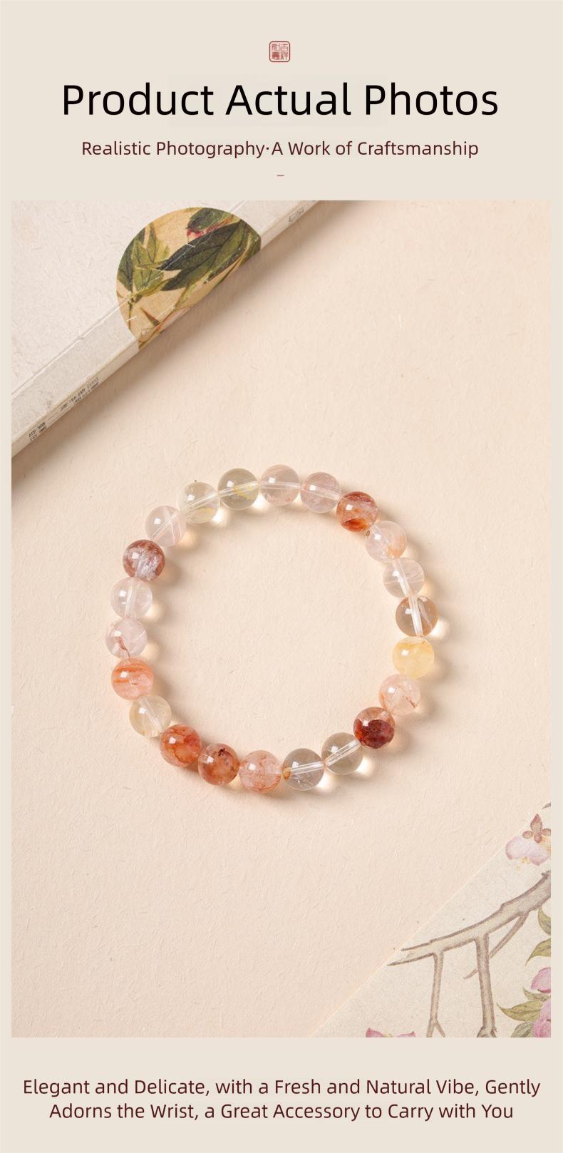 [Vast Fortune] crystal bracelet, flower agate, unisex, daily wear gift, 10mm beads natural stone, great success peace inner calm symbol