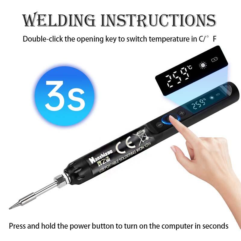 Mini USB Soldering Iron Kit, Portable Home Use, Type-C Interface, 800mah Battery, Adjustable Temperature, Compact Design