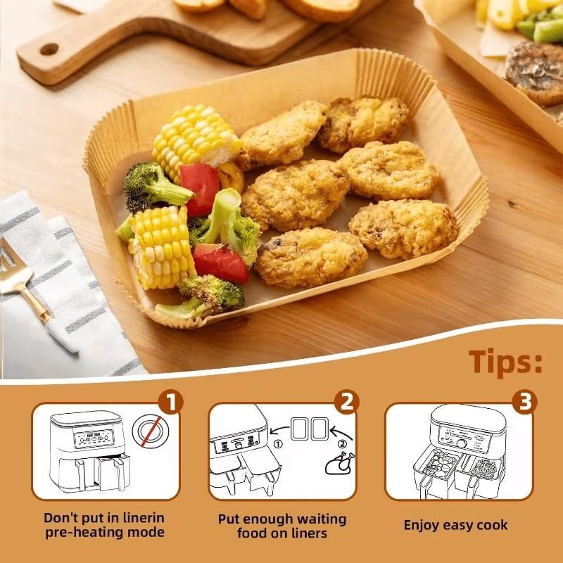 150 Pcs Non-Stick Air Fryer Liners, Rectangular Air Fryer Paper, Multifunctional for Baking, Roasting, Microwave, Home & Commercial Use