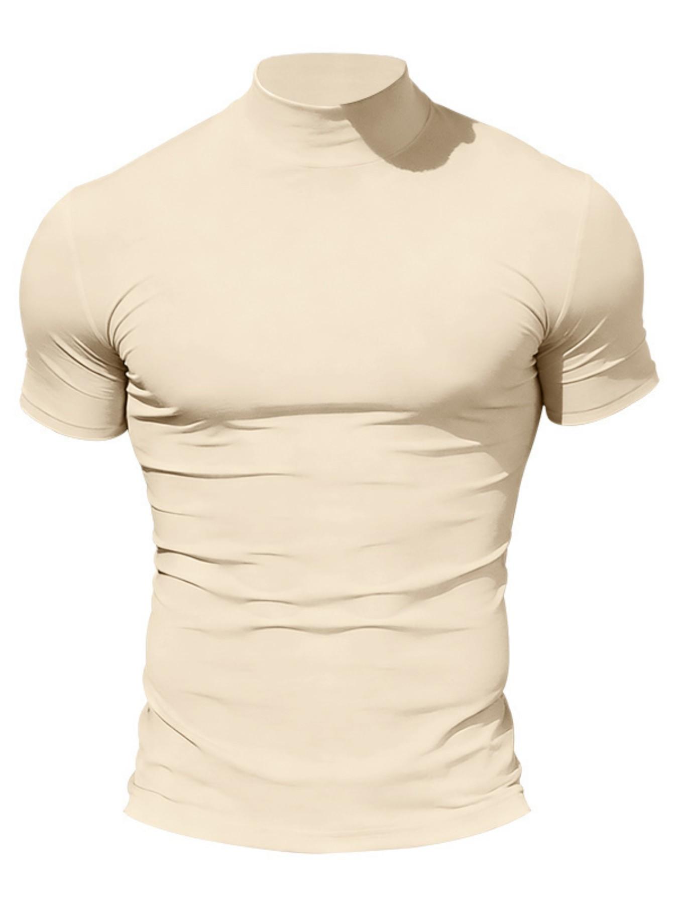 Men's Summer Solid Color Short Sleeve Fashion Tee, High Neck Slim Fit T-Shirt for Gym Casual Wear, Multiple Colors Available(It is recommended to check the size chart when placing an order) Men's Summer Solid Color Short Sleeve Fashion Tee, High Neck Slim Fit T-Shirt for Gym Casual Wear, Multiple Colors Available(It is recommended to check the size chart when placing an order)