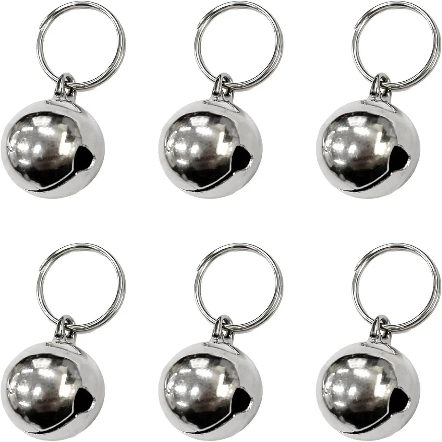 6-Pack Metal Pet Collar Bells – Small Silver Charm Pendants for Dogs, Cats & Other Pets