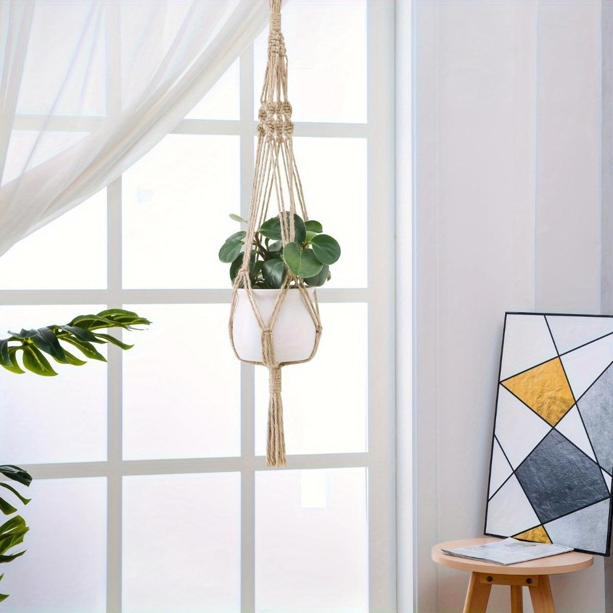 Boho Style 4-Pack Macrame Plant Hangers Set – Polyester Indoor Hanging Planter Holders with Versatile Lengths for Home & Garden Decor – No Feathers, Electricity-Free