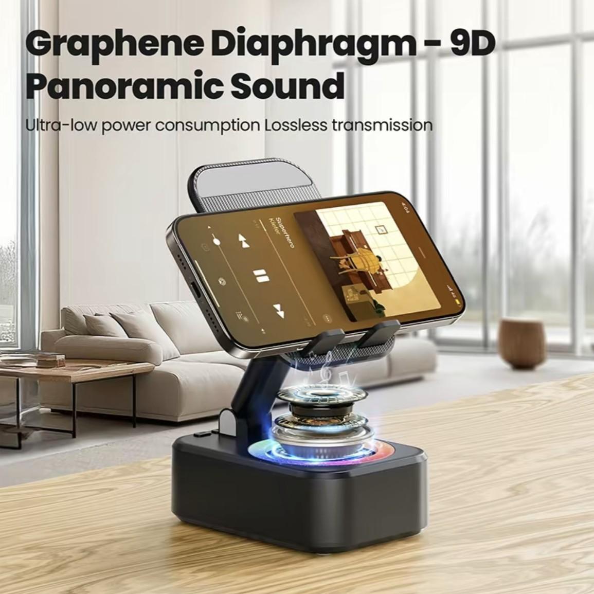 New Upgraded 5-In-1 Wireless Bluetooth-compatible Speaker, 1800mah Portable Power Bank, Tablet Stand, Phone Holder, Colorful Ambient Light, Foldable Base