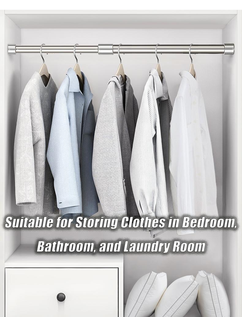 2-Piece Multifunctional Extendable Rods, Adjustable Metal Bars for Closet Storage, Durable Expandable Hanger & Clothesline, Space Saving