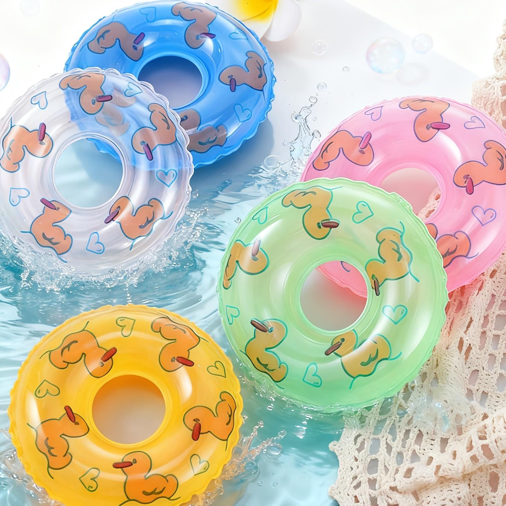 Multi-Pack Inflatable Mini Swimming Rings, Small Pet Bath Toys, Duck Pattern Floating Swim Circle, Indoor Aquarium Decor, Fish Tank Accessories