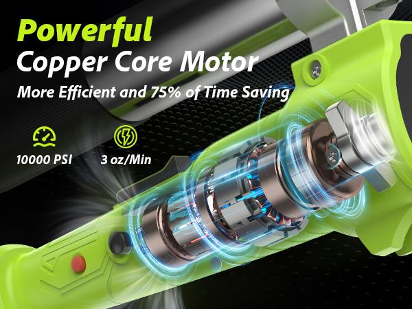 Electric Grease Gun Tool, TaskStar 10000 PSI Cordless Grease Gun with 39.4”Flexible Hose,2 Batteries and Charger, Super Bright LED Light, Green Grease Gun for Trucks, Farm Machine