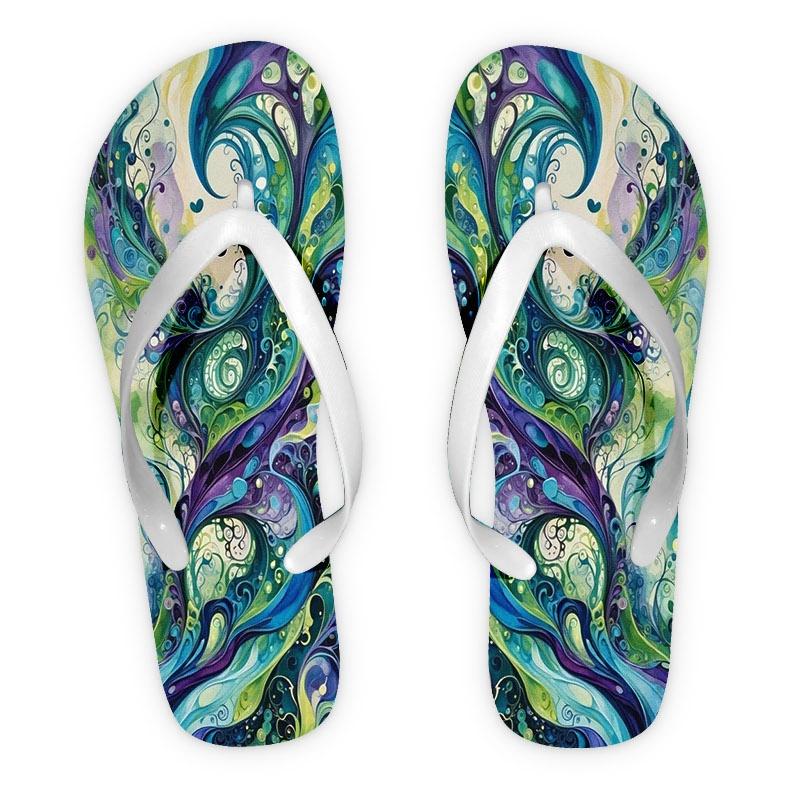 New Women'S Flip Flops for Summer 2026, Featuring Open Toe Design And Available in Various Colors And Sizes. These Flat-Heeled Sandals Showcase a Lively Swirl Pattern, Perfect for Mother'S Day, Easter, Holiday Gifts, Women Shoes