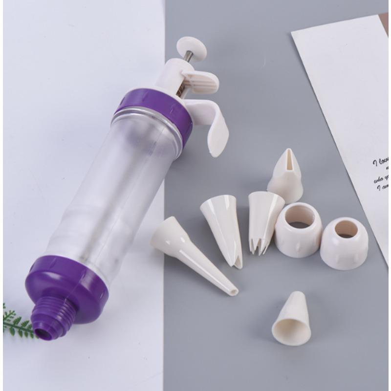 1set Buttercream Piping Gun Cake Decorating Tips DIY Manual Dessert Injector Baking Tools for Cookies Cakes Cream Puffs Multiple Nozzles