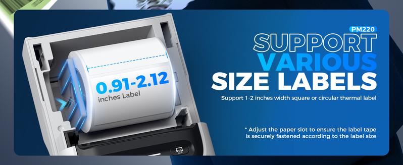 PM220 Label Printer with tape,Portable Thermal Printer,Bluethooth Label Printer,for Address, Logo, Clothing, Mailing, Sticker Printer for Phones & PC