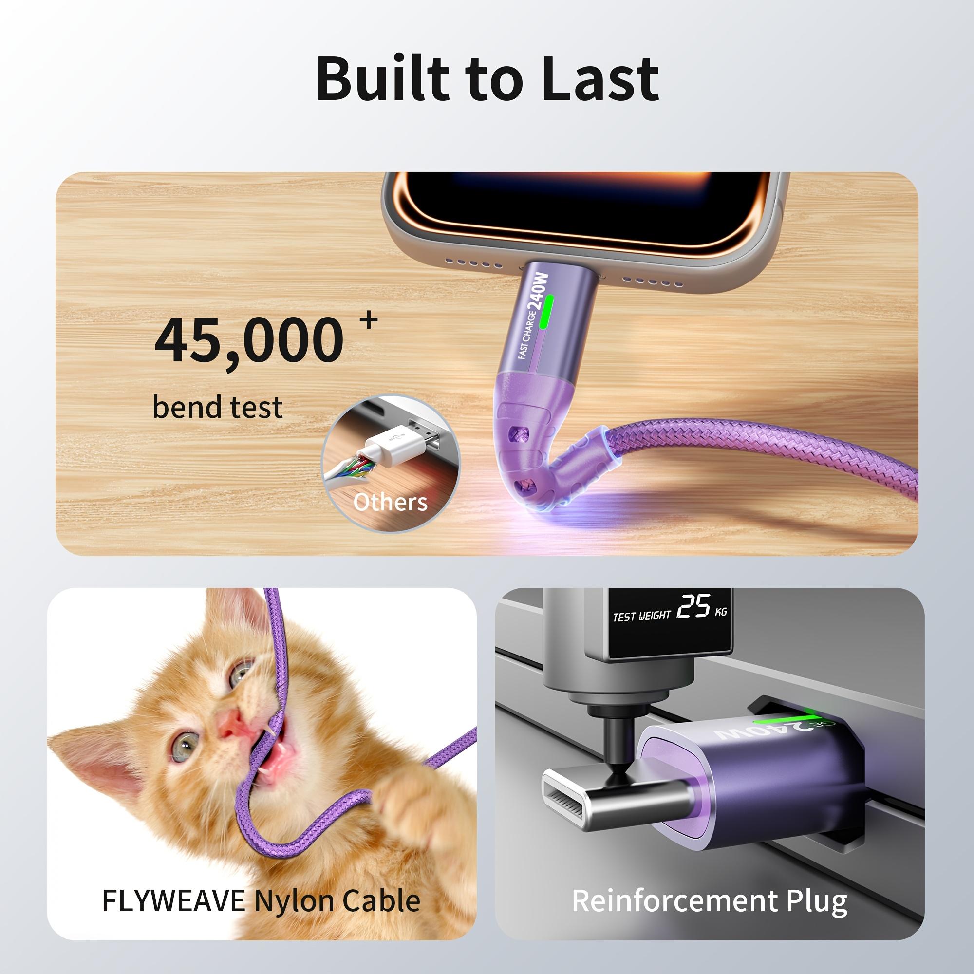 240W Super Fast Charging USB-C to C Durable Braided Cable |  E-Marker | Charging Indicator | for iPhone, for Samsung & All Type-C Smartphones, Tablets and Laptops -