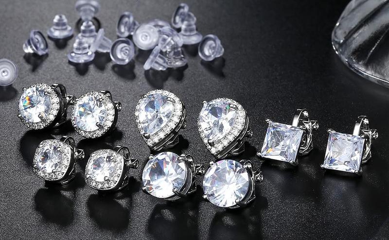 FASACCO Cubic Zirconia Clip-on Earrings for Women Non-Pierced Clip Earrings with Sparkling CZ Stones Elegant and Durable for Gift Jewelery