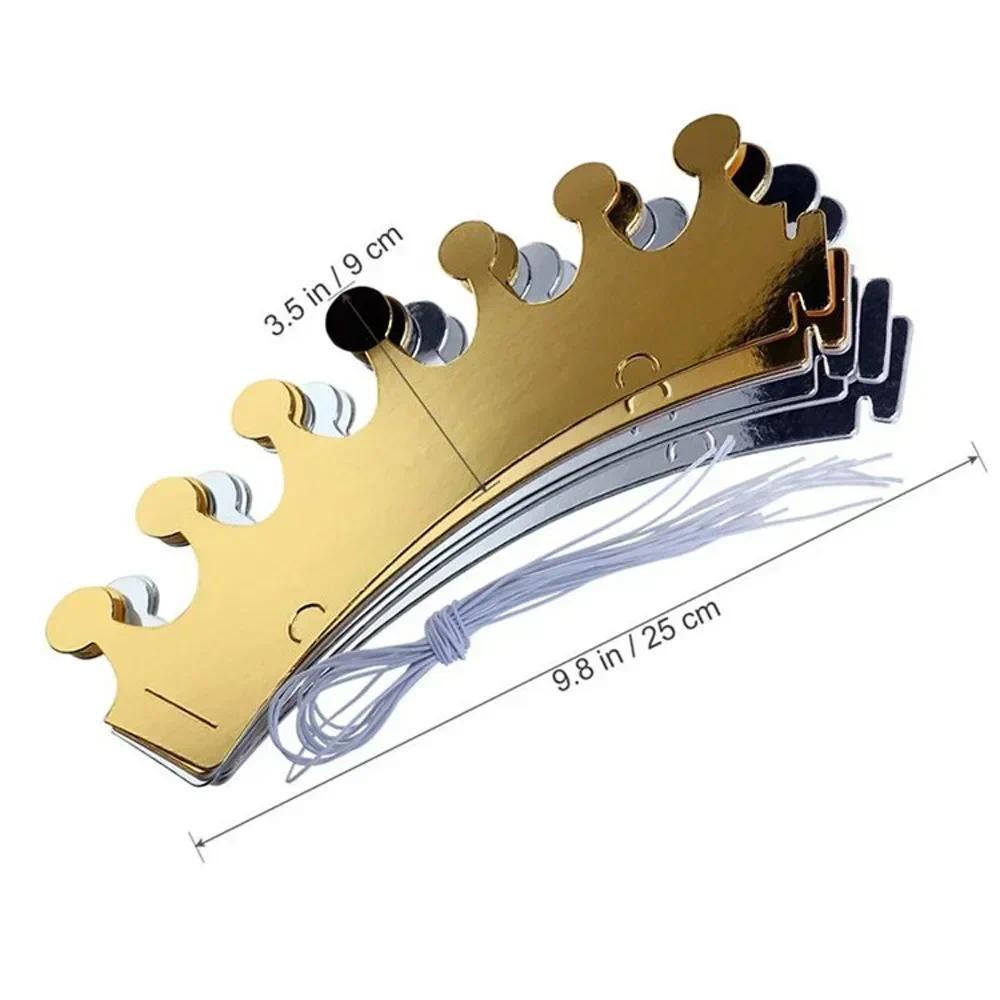 10Pcs Happy Birthday Paper Hats Cap Prince Princess Crown Party Decoration for boy girl 5Pcs Silver/5pcs gold Crown