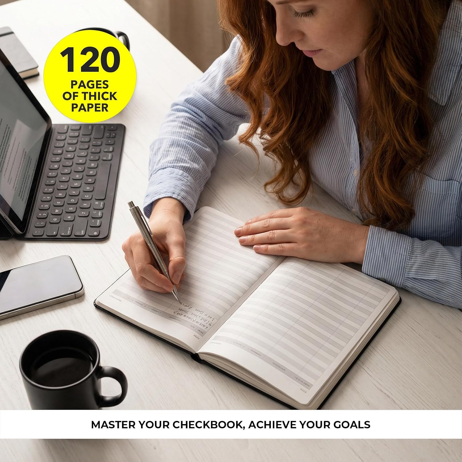 Check Registers for Personal Checkbook A5, 5.8" x 8.3" | Register for Personal or Business, Hardcover Registers Log to Track Payments, Deposits & Finances Transaction Black