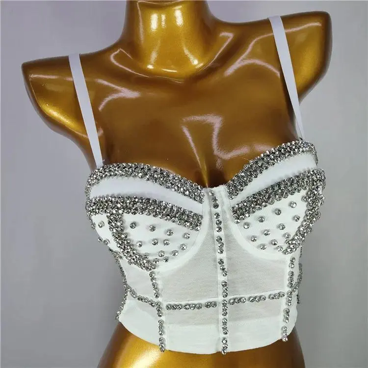 Beaded Diamonds Heavy Fishbone Shaping Corset Nightclub Sexy Clothes European And American Style Sling Waistband Bra