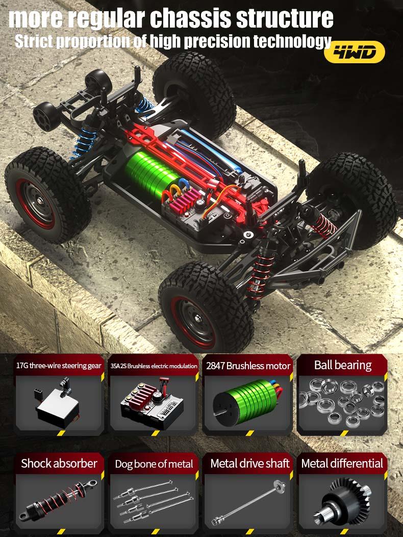 VISAS Remote Controlled Off-road Toy Car Q130, 1:14 70KM/H 4WD Highspeed rc- upgrades-Double Car Shell Competitive Brushless Motor RC Cars for Adults