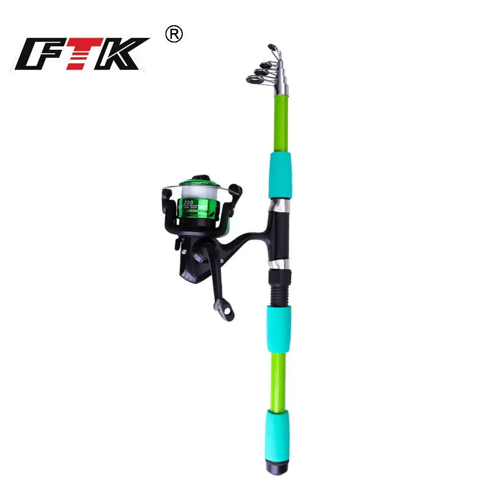 FTK Five-Color Sea Fishing Rod Set, 1.8m/2.1m Telescopic Lure Fishing Portable Set for Beginners