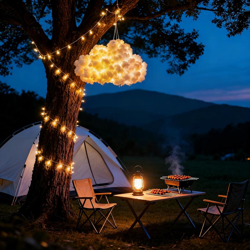 Large LED Cloud Light with Starlight Effect, Outdoor Patio Garden Party Night Event Romantic Ambiance Hanging Fluffy Cloud Decoration, Led Lights Outdoor