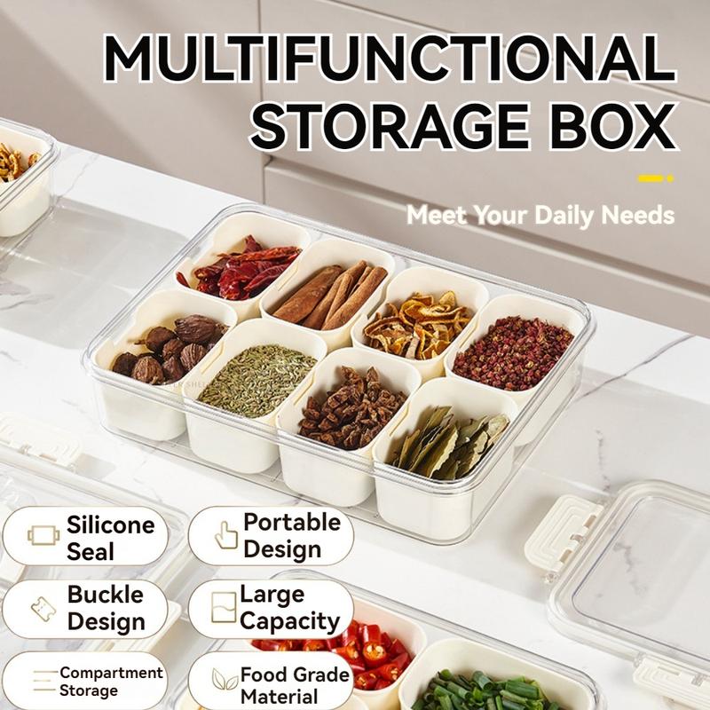 Fruits, Nuts, Snacks -Divided Serving Tray with Lid and Handle--Snackle Box Charcuterie Container for Portable Snack Platters - Clear Organizer for Candy,  Perfect for Party, Entertaining Kitchen Transparent Utensils, Summer