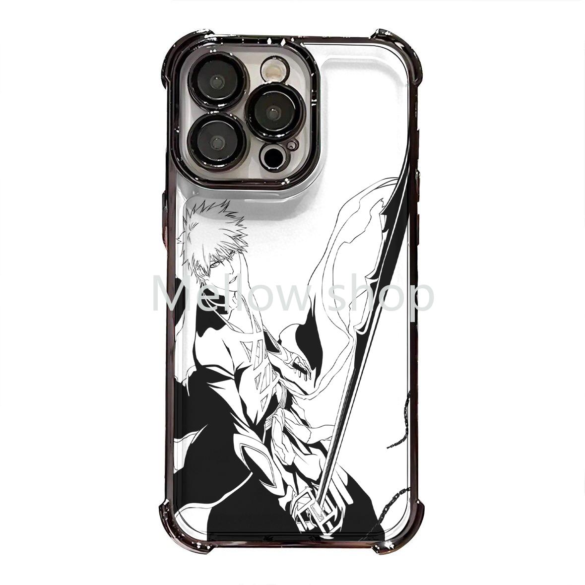 BLEACH Ichigo Kurosaki Black and White Manga Phone Case, Perfect Gift for Fans, Shockproof TPU Cover for iPhone 17, 16, 15, 14, 13, 12, 11, Pro, Pro Max, Air, Plus | Samsung Galaxy S23, S24, S25, S26, Plus, Ultra