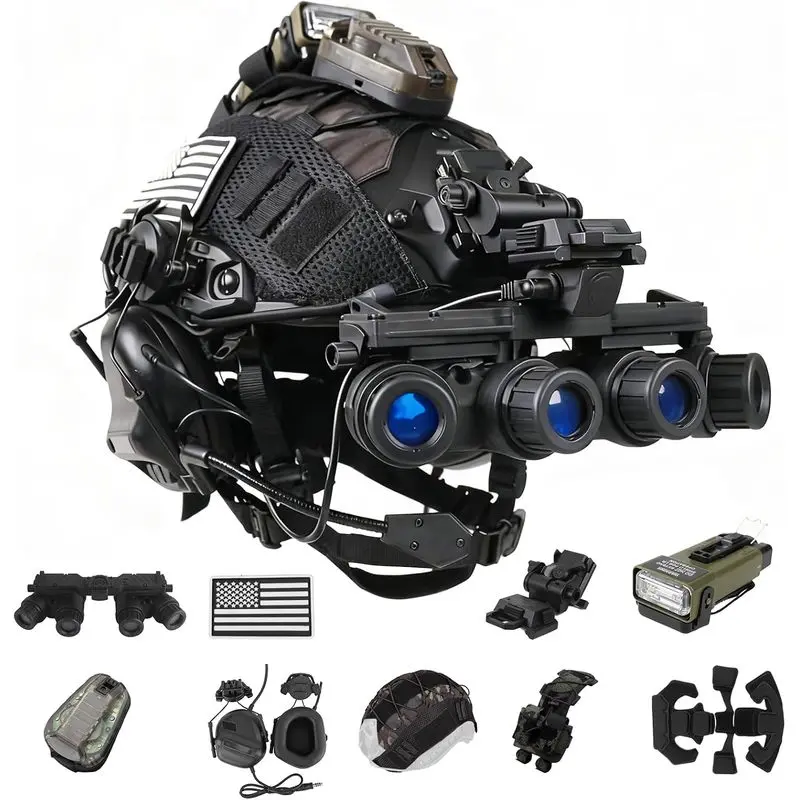Tactical Helmet with Headset,4in1 Upgraded Adjustable with Helmet Cover for Airsoft Cosplay Military Tactical Gear